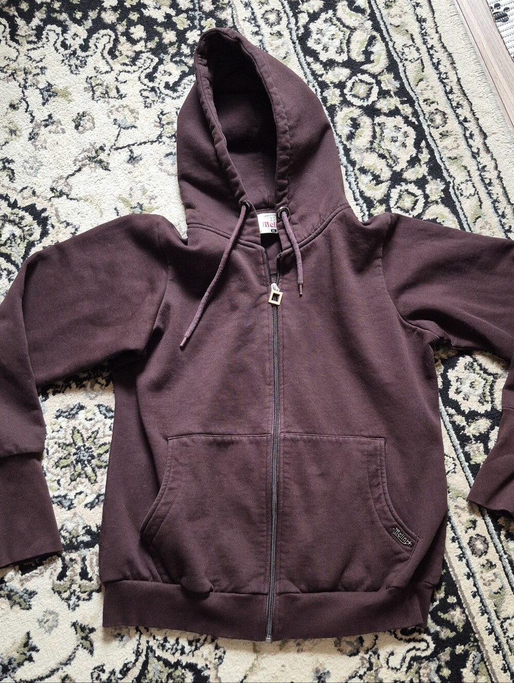 LINI Chocolate Brown Zip-Up Hoodie with Square Pull